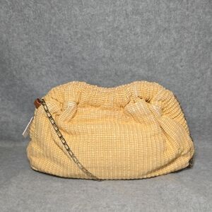 Mansur Gavriel Mini Cloud Shoulder/Crossbody Bag In Woven Yellow Raffia